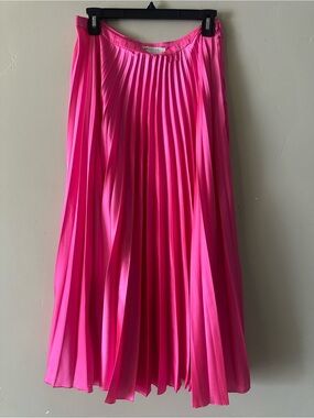 ASOS Pleated Midi Skirt in Hot Pink